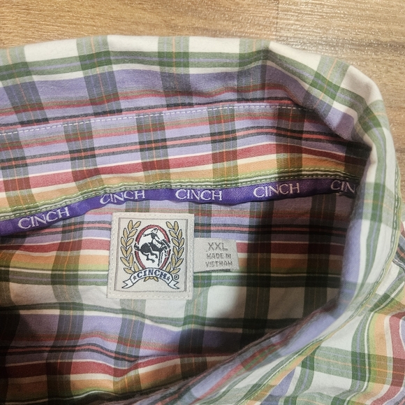 Cinch Purple Plaid Button Up Rodeo Cowboy  Western Shirt Men's Size XXL - Picture 3 of 8